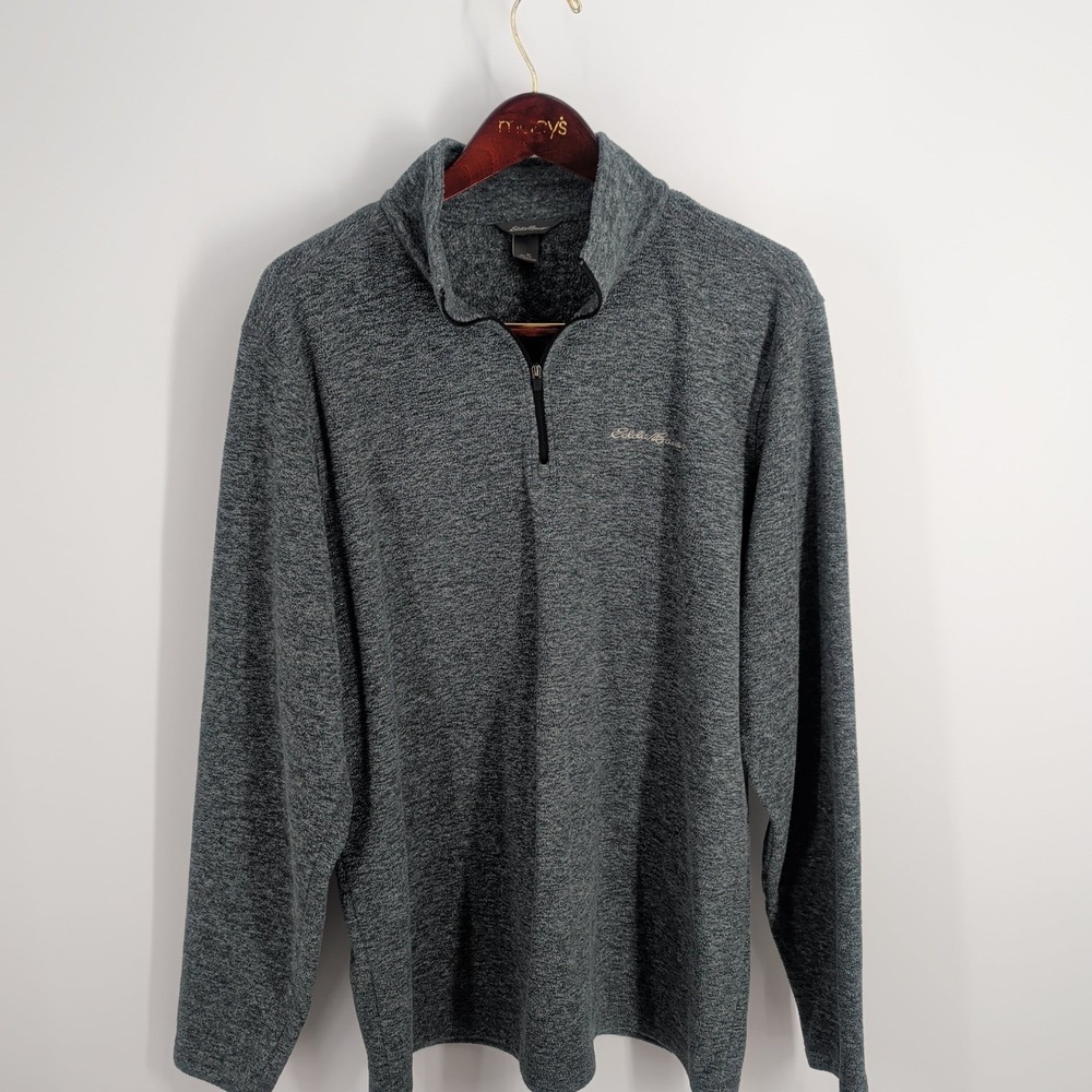 Eddie Bauer Quarter Zip Stand Fleece Collared Pullover Sweatshirt Gray‎ Size TL